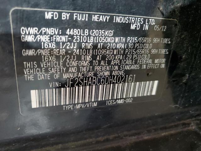 Photo 12 VIN: JF2SHABC6DH402161 - SUBARU FORESTER 