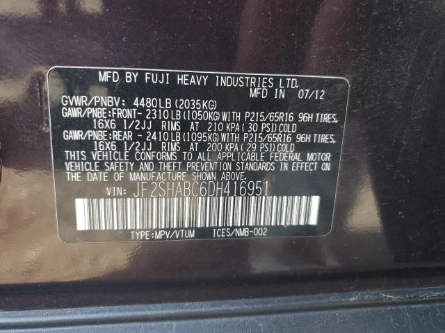 Photo 12 VIN: JF2SHABC6DH416951 - SUBARU FORESTER 2 