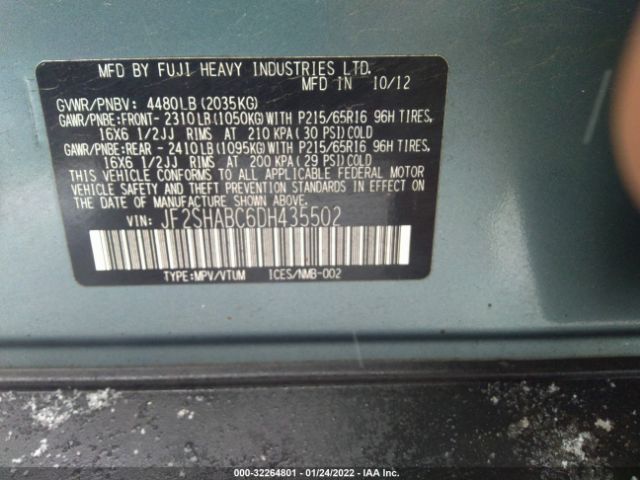 Photo 8 VIN: JF2SHABC6DH435502 - SUBARU FORESTER 