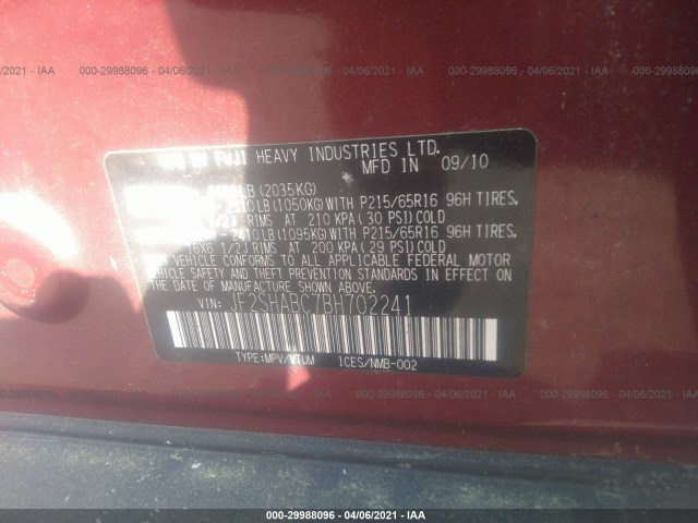 Photo 8 VIN: JF2SHABC7BH702241 - SUBARU FORESTER 2 