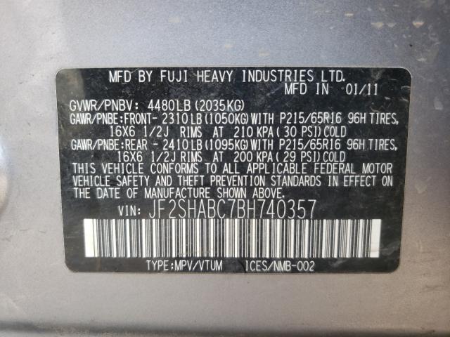 Photo 9 VIN: JF2SHABC7BH740357 - SUBARU FORESTER 2 