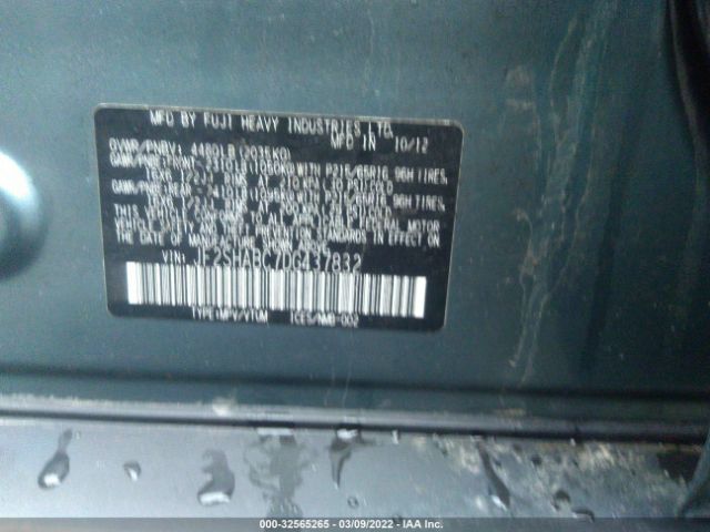 Photo 8 VIN: JF2SHABC7DG437832 - SUBARU FORESTER 