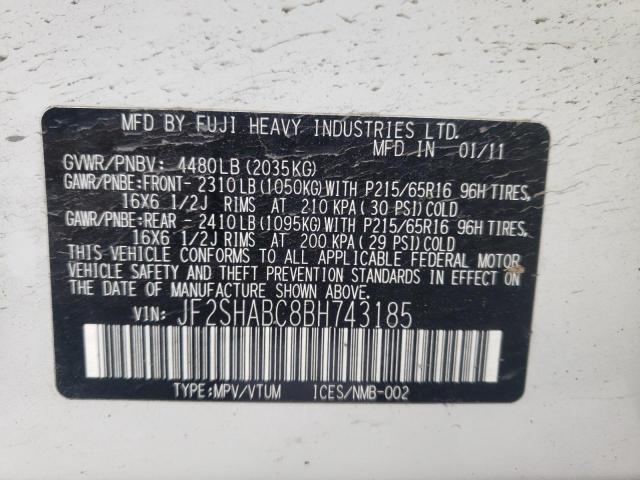 Photo 11 VIN: JF2SHABC8BH743185 - SUBARU FORESTER 2 