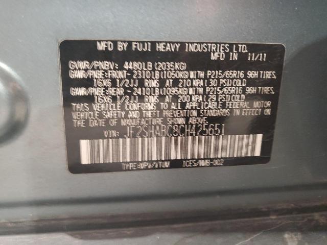 Photo 12 VIN: JF2SHABC8CH425651 - SUBARU FORESTER 2 