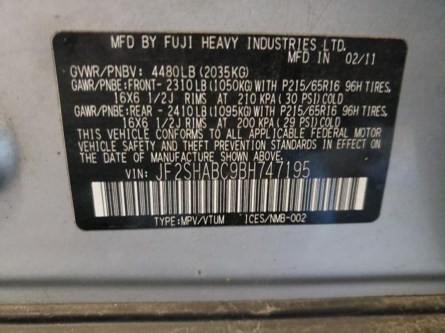 Photo 9 VIN: JF2SHABC9BH747195 - SUBARU FORESTER 2 