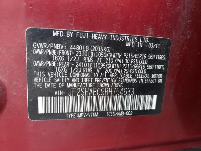 Photo 11 VIN: JF2SHABC9BH754633 - SUBARU FORESTER 