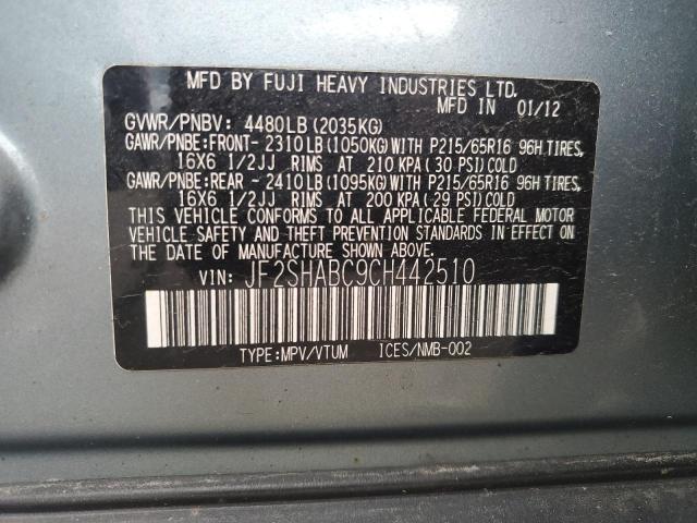 Photo 12 VIN: JF2SHABC9CH442510 - SUBARU FORESTER 