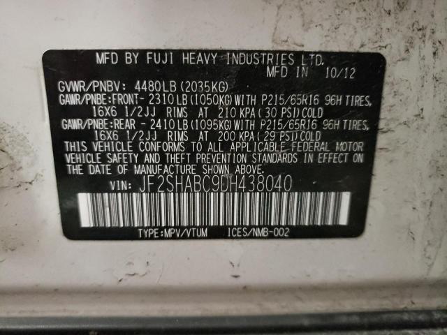 Photo 12 VIN: JF2SHABC9DH438040 - SUBARU FORESTER 2 