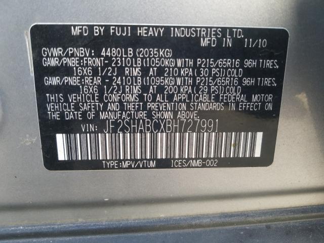 Photo 9 VIN: JF2SHABCXBH727991 - SUBARU FORESTER 2 