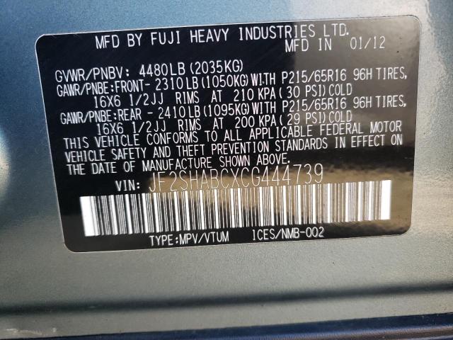 Photo 11 VIN: JF2SHABCXCG444739 - SUBARU FORESTER 