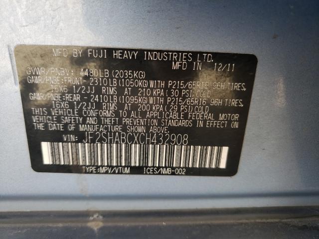 Photo 9 VIN: JF2SHABCXCH432908 - SUBARU FORESTER 2 