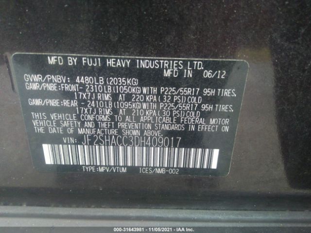 Photo 8 VIN: JF2SHACC3DH409017 - SUBARU FORESTER 