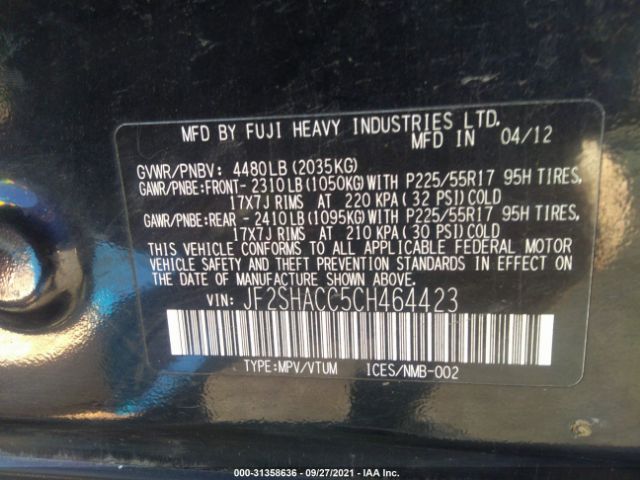 Photo 8 VIN: JF2SHACC5CH464423 - SUBARU FORESTER 