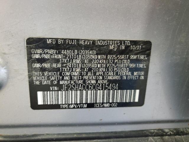 Photo 12 VIN: JF2SHACC6CG415494 - SUBARU FORESTER 2 