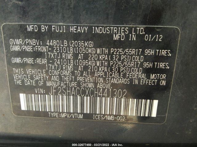 Photo 8 VIN: JF2SHACCXCH441302 - SUBARU FORESTER 