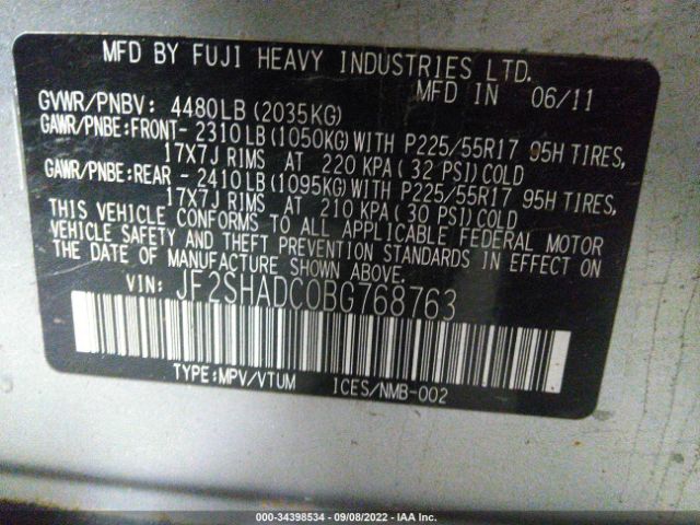 Photo 8 VIN: JF2SHADC0BG768763 - SUBARU FORESTER 