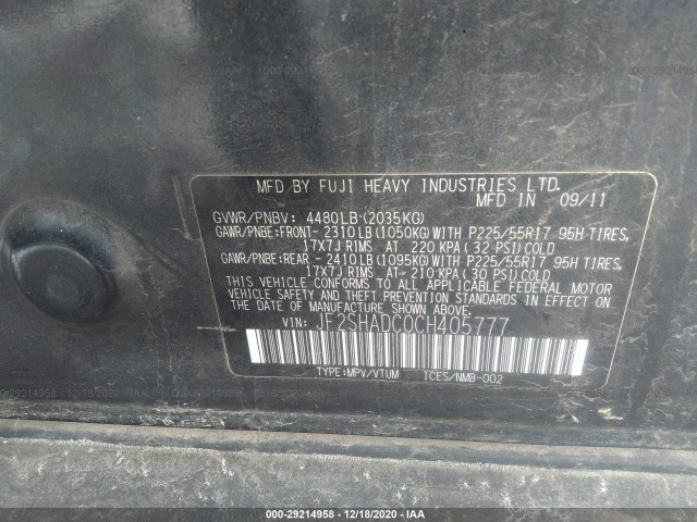 Photo 8 VIN: JF2SHADC0CH405777 - SUBARU FORESTER 