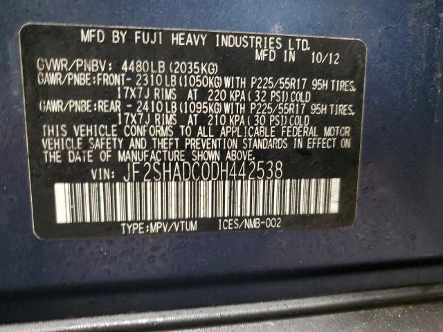 Photo 11 VIN: JF2SHADC0DH442538 - SUBARU FORESTER 