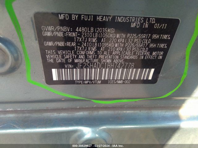 Photo 8 VIN: JF2SHADC1BH742778 - SUBARU FORESTER 