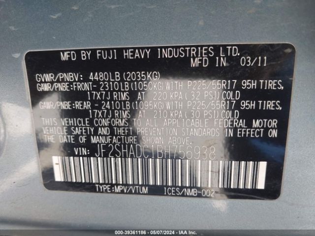 Photo 8 VIN: JF2SHADC1BH756938 - SUBARU FORESTER 