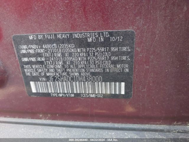 Photo 8 VIN: JF2SHADC1DH438000 - SUBARU FORESTER 