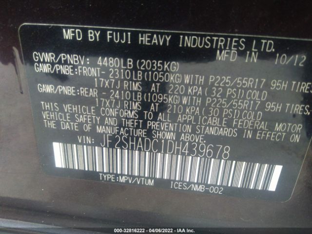 Photo 8 VIN: JF2SHADC1DH439678 - SUBARU FORESTER 