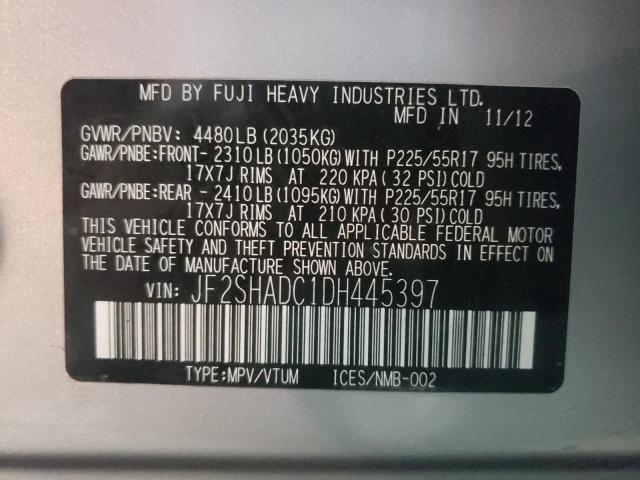 Photo 9 VIN: JF2SHADC1DH445397 - SUBARU FORESTER 2 