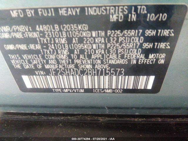 Photo 8 VIN: JF2SHADC2BH715573 - SUBARU FORESTER 