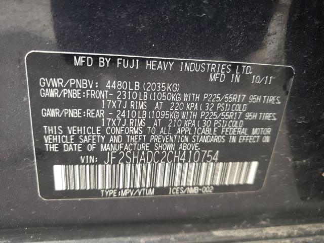 Photo 9 VIN: JF2SHADC2CH410754 - SUBARU FORESTER 2 