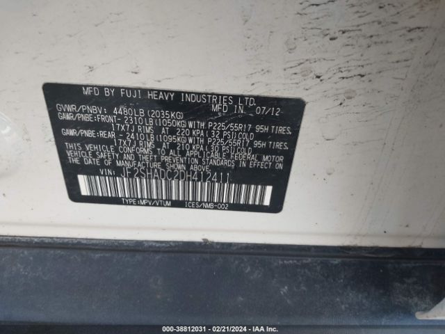 Photo 8 VIN: JF2SHADC2DH412411 - SUBARU FORESTER 