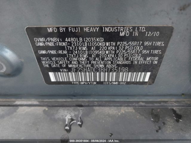 Photo 8 VIN: JF2SHADC3BH735198 - SUBARU FORESTER 