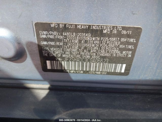 Photo 8 VIN: JF2SHADC3CG406623 - SUBARU FORESTER 