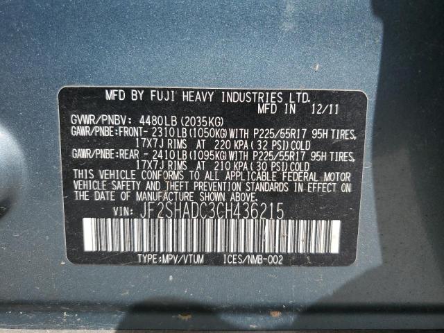 Photo 12 VIN: JF2SHADC3CH436215 - SUBARU FORESTER 