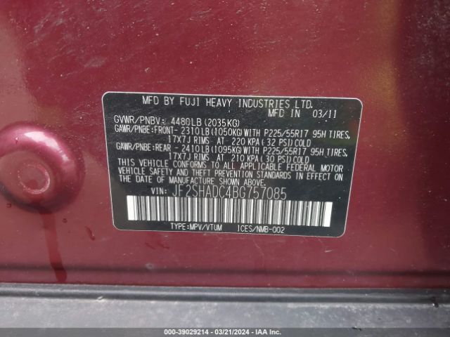 Photo 8 VIN: JF2SHADC4BG757085 - SUBARU FORESTER 