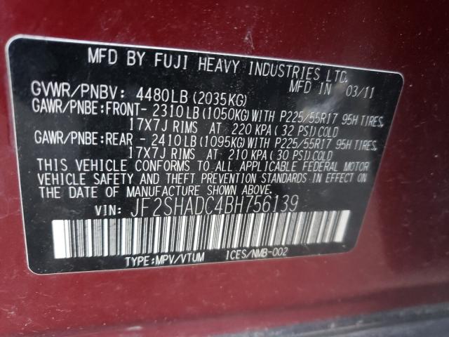 Photo 9 VIN: JF2SHADC4BH756139 - SUBARU FORESTER 2 