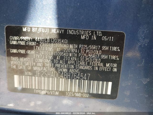 Photo 8 VIN: JF2SHADC4BH764547 - SUBARU FORESTER 