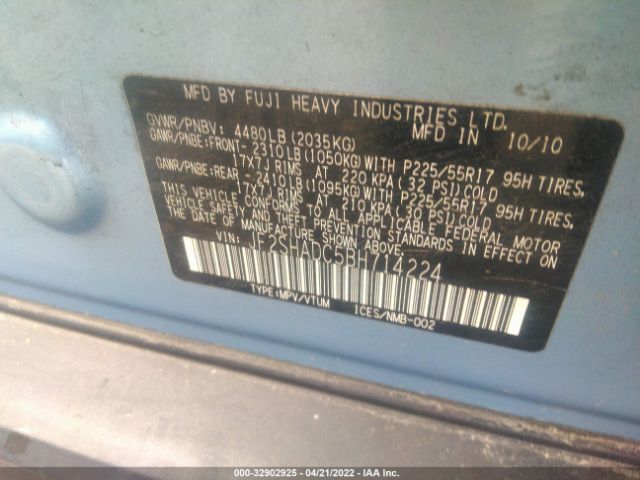 Photo 8 VIN: JF2SHADC5BH714224 - SUBARU FORESTER 