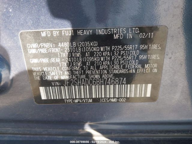 Photo 8 VIN: JF2SHADC6BH746874 - SUBARU FORESTER 