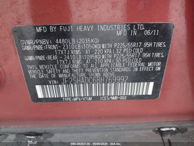 Photo 8 VIN: JF2SHADC6BH769992 - SUBARU FORESTER 2 