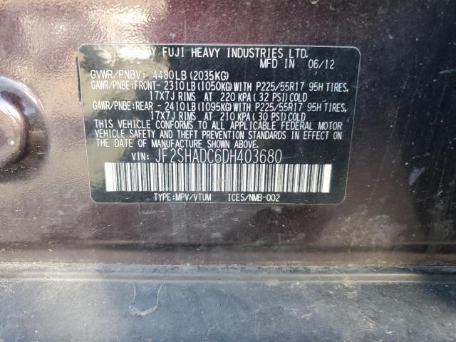 Photo 12 VIN: JF2SHADC6DH403680 - SUBARU FORESTER 2 