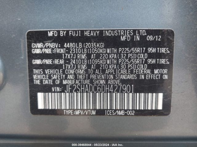 Photo 8 VIN: JF2SHADC6DH427901 - SUBARU FORESTER 