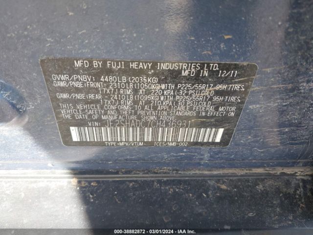 Photo 8 VIN: JF2SHADC7CH436931 - SUBARU FORESTER 