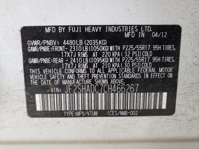 Photo 9 VIN: JF2SHADC7CH466267 - SUBARU FORESTER 2 