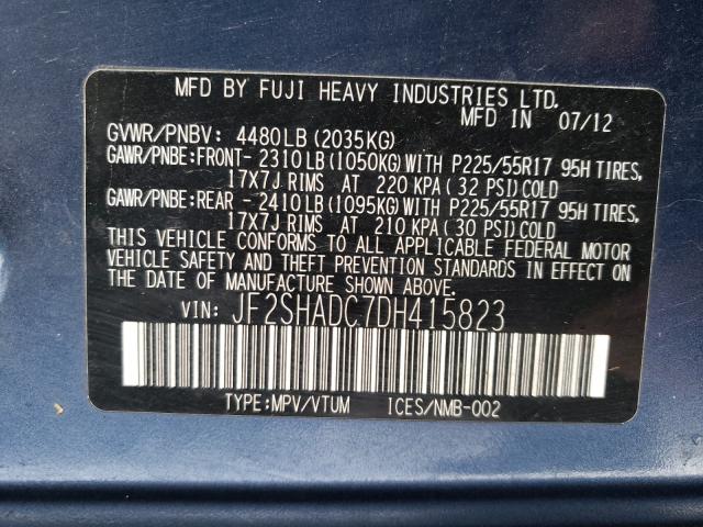 Photo 9 VIN: JF2SHADC7DH415823 - SUBARU FORESTER 2 