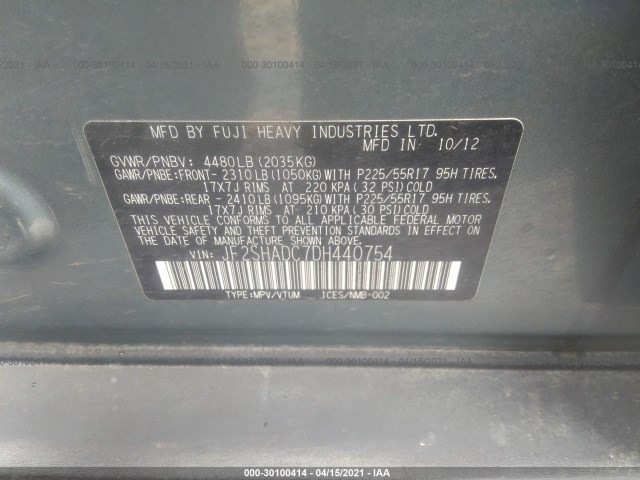 Photo 8 VIN: JF2SHADC7DH440754 - SUBARU FORESTER 