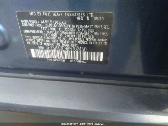 Photo 8 VIN: JF2SHADC9BH702450 - SUBARU FORESTER 