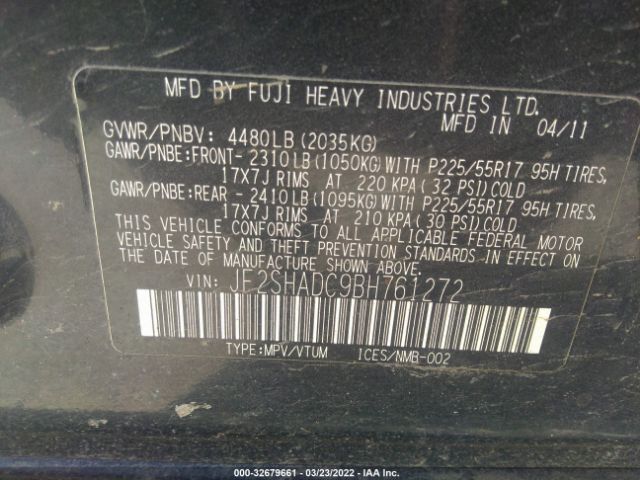 Photo 8 VIN: JF2SHADC9BH761272 - SUBARU FORESTER 