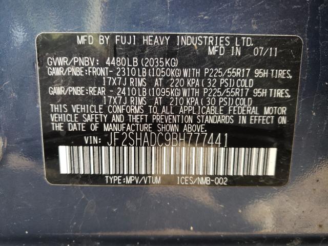 Photo 9 VIN: JF2SHADC9BH777441 - SUBARU FORESTER 2 