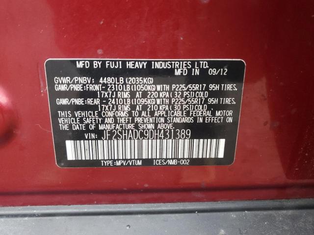 Photo 12 VIN: JF2SHADC9DH431389 - SUBARU FORESTER 2 