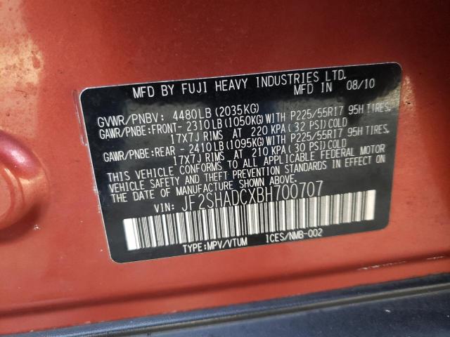 Photo 12 VIN: JF2SHADCXBH700707 - SUBARU FORESTER 2 